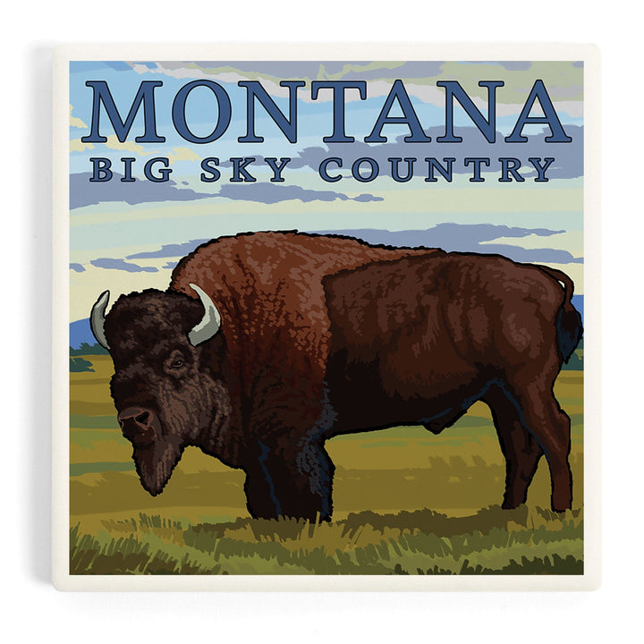 Montana, Big Sky Country, Bison, Coasters Coasters Lantern Press 