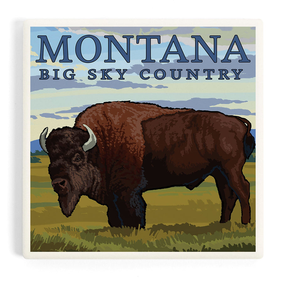 Montana, Big Sky Country, Bison, Coasters Coasters Lantern Press 