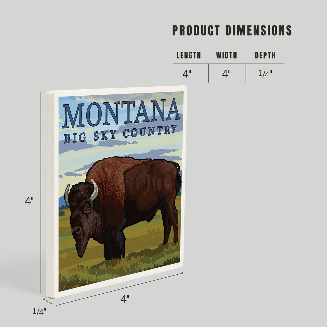 Montana, Big Sky Country, Bison, Coasters Coasters Lantern Press 