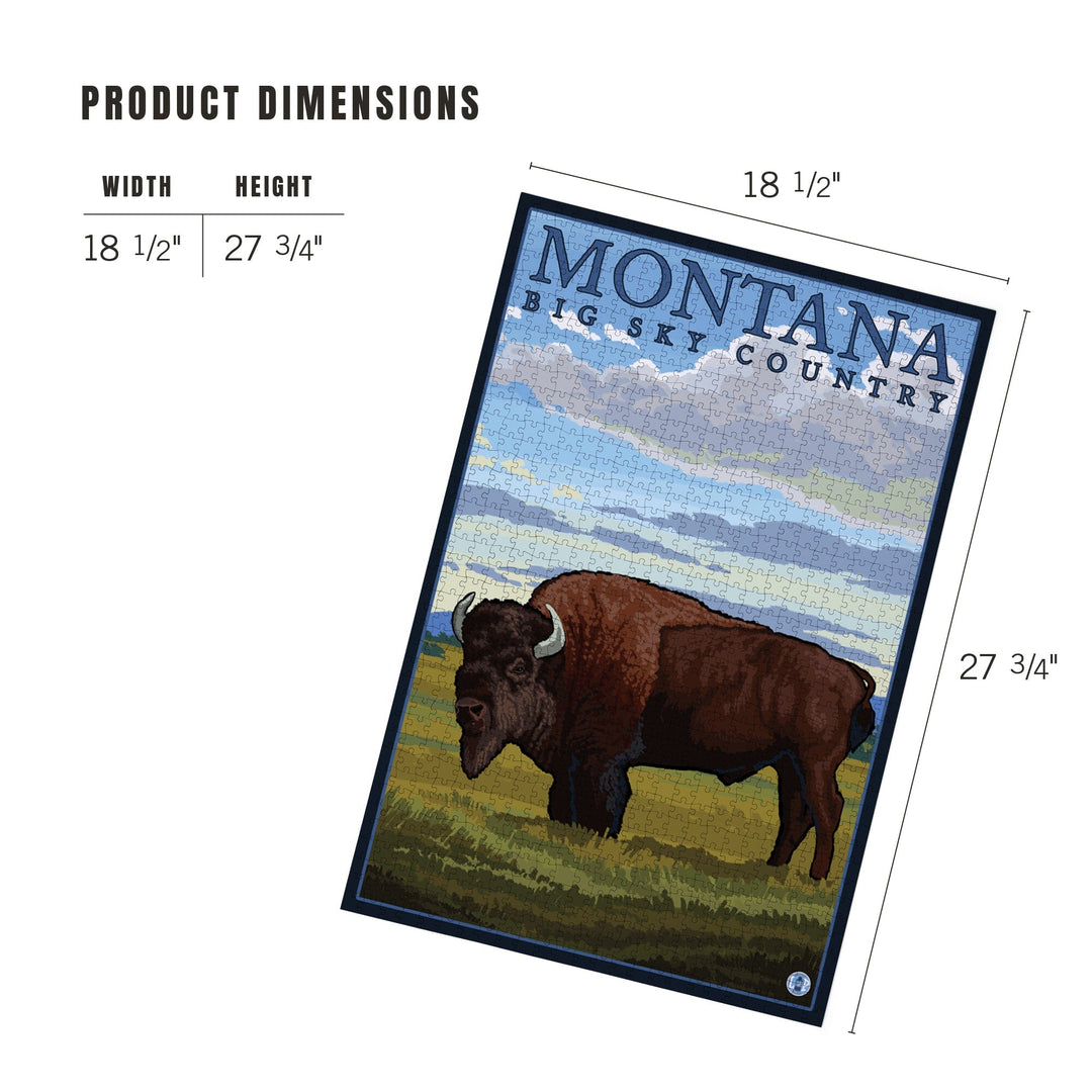 Montana, Big Sky Country, Bison, Jigsaw Puzzle Puzzle Lantern Press 