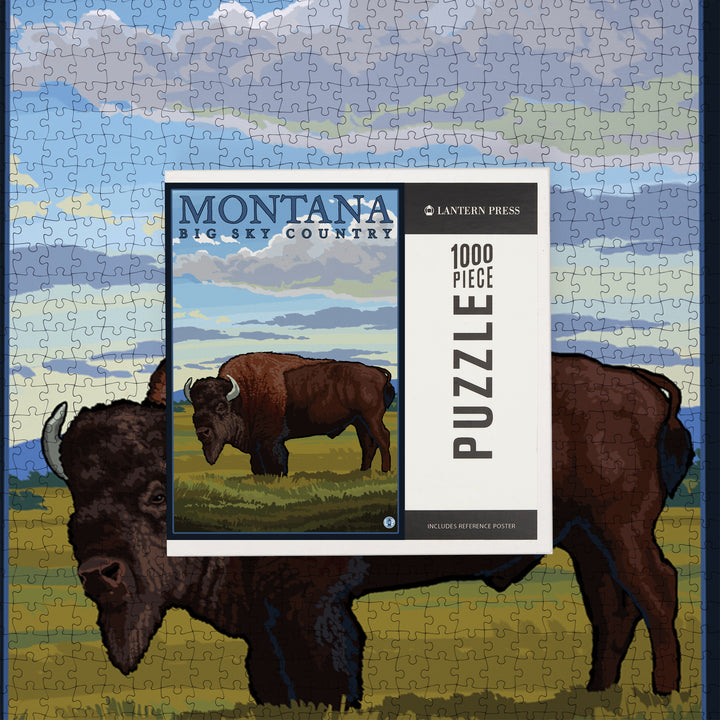 Montana, Big Sky Country, Bison, Jigsaw Puzzle Puzzle Lantern Press 