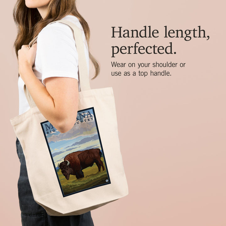Montana, Big Sky Country, Bison, Tote Bag Totes Lantern Press 