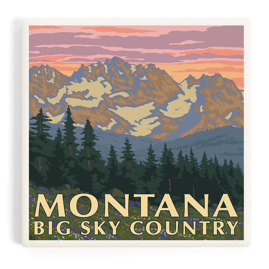 Montana, Big Sky Country, Spring Flowers, Coasters Coasters Lantern Press 