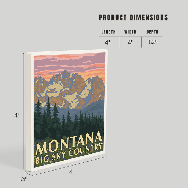 Montana, Big Sky Country, Spring Flowers, Coasters Coasters Lantern Press 