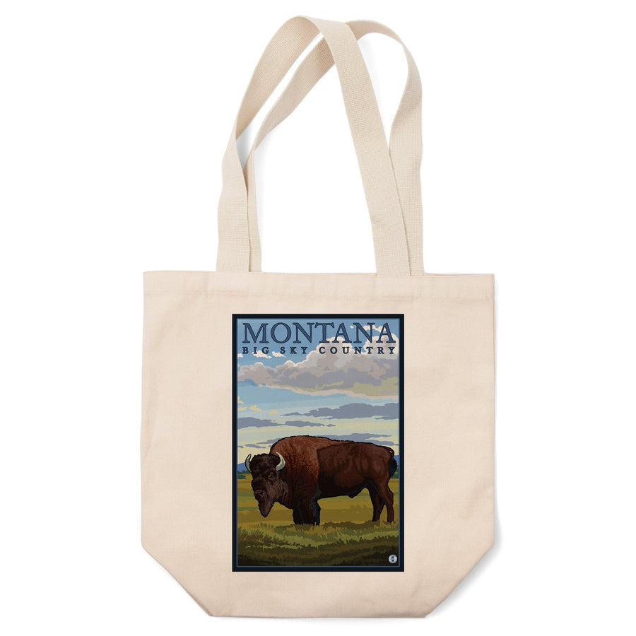 Montana, Bison, Lantern Press Artwork, Tote Bag Totes Lantern Press 