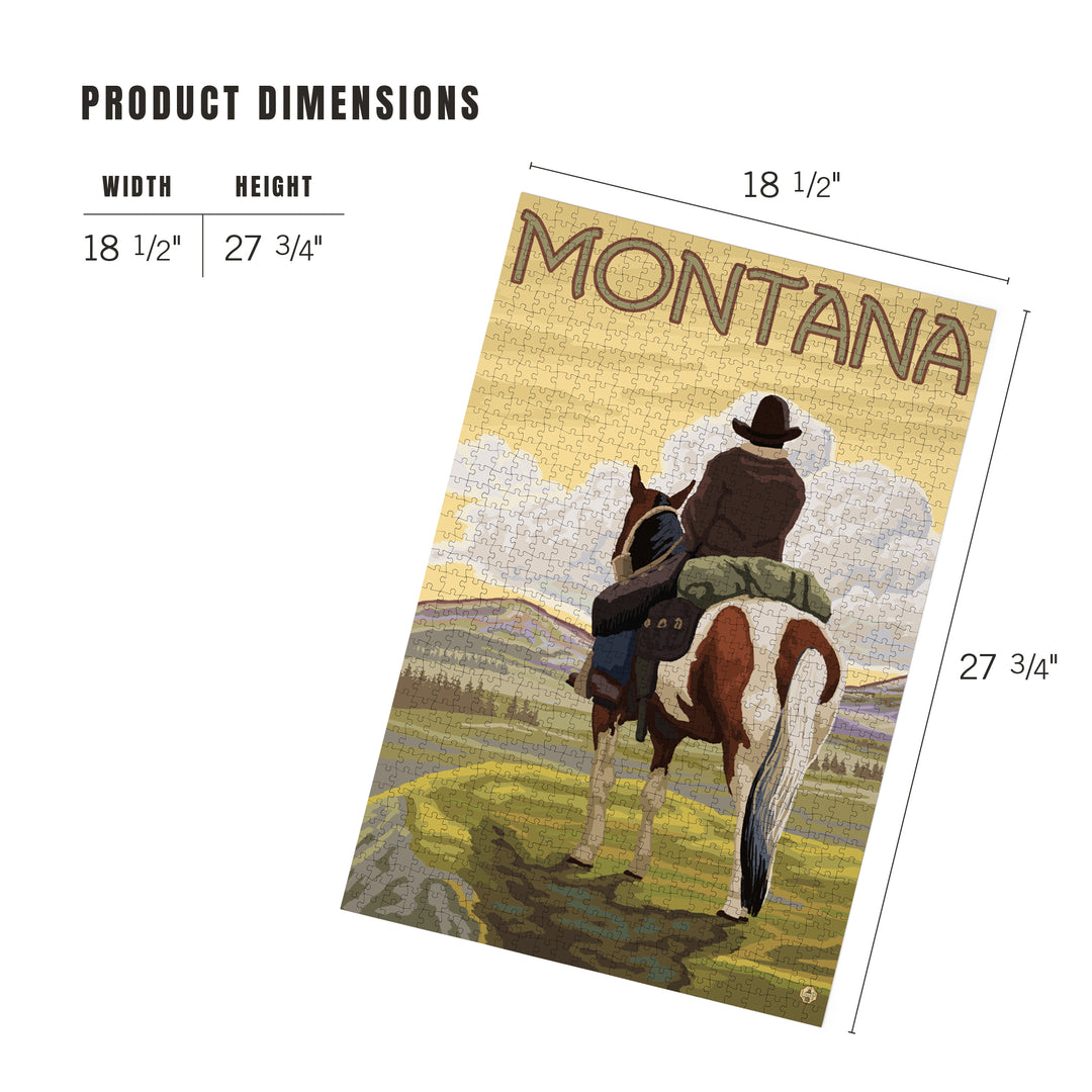 Montana, Cowboy and Horse, Jigsaw Puzzle Puzzle Lantern Press 