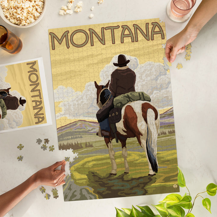 Montana, Cowboy and Horse, Jigsaw Puzzle Puzzle Lantern Press 