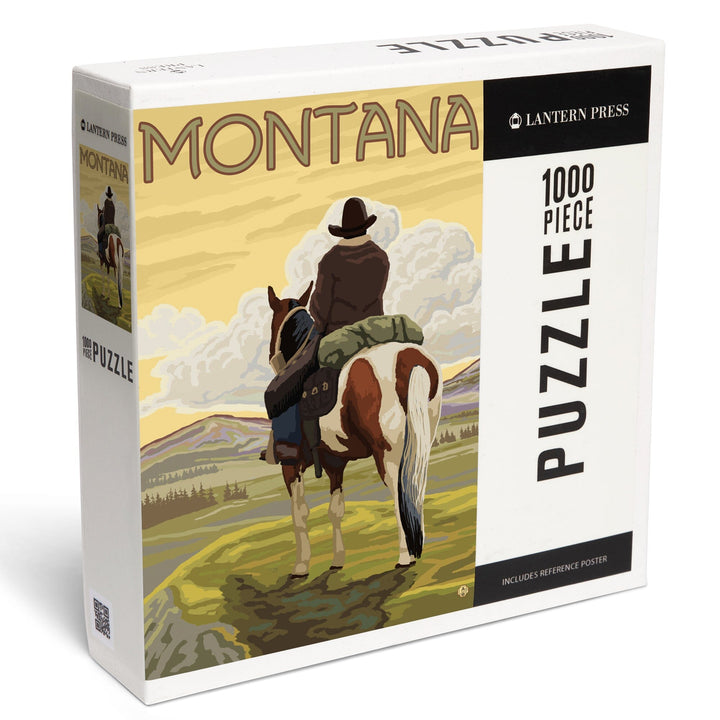 Montana, Cowboy and Horse, Jigsaw Puzzle Puzzle Lantern Press 