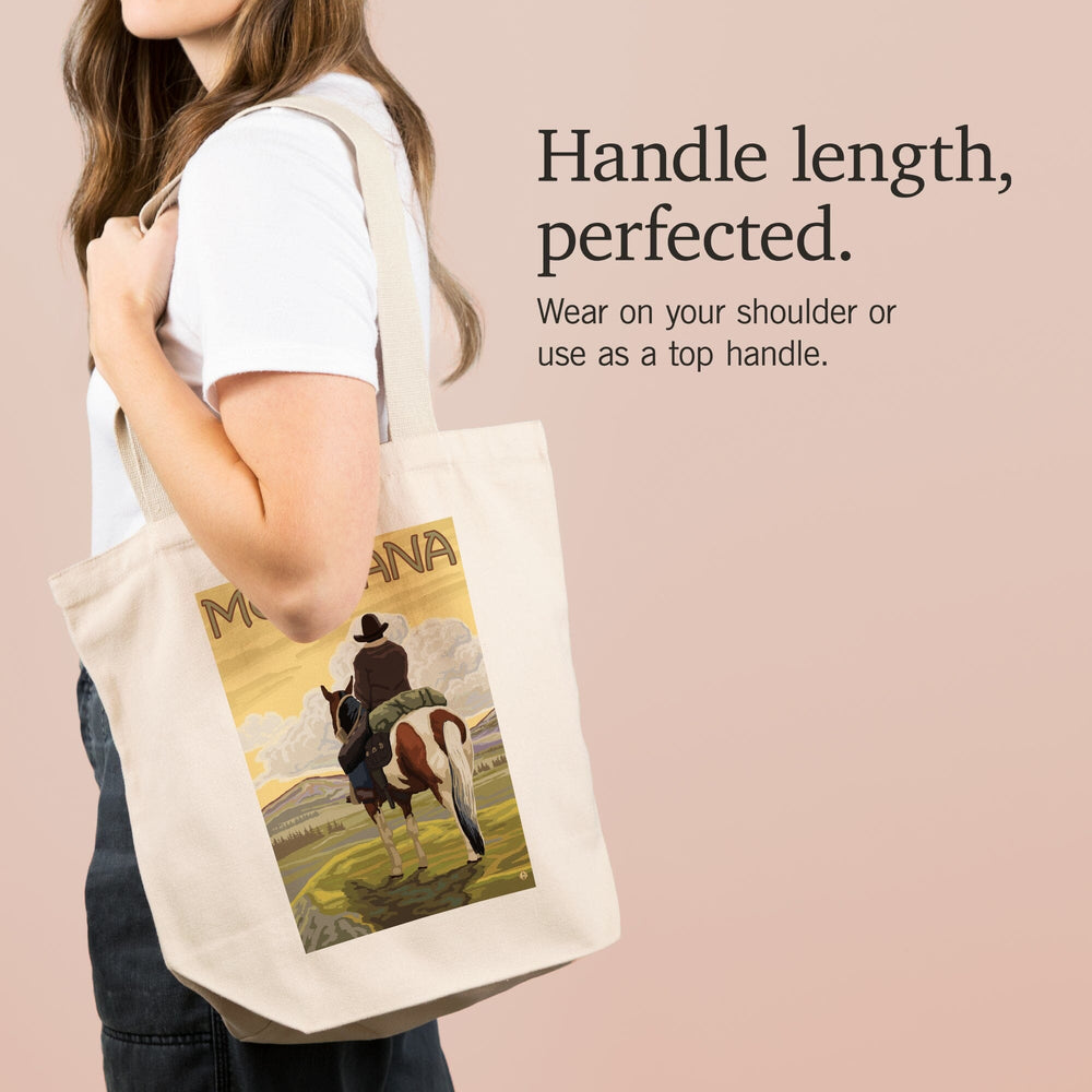 Montana, Cowboy and Horse, Tote Bag Totes Lantern Press 