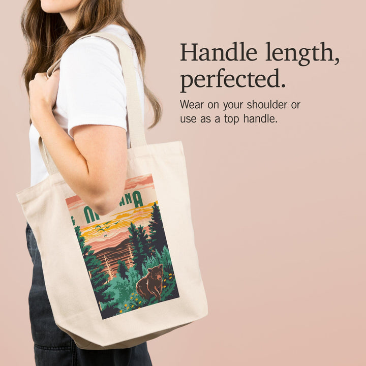 Montana, Explorer Series, Lantern Press Artwork, Tote Bag Totes Lantern Press 