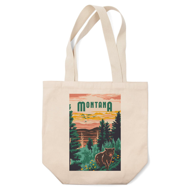 Montana, Explorer Series, Lantern Press Artwork, Tote Bag Totes Lantern Press 