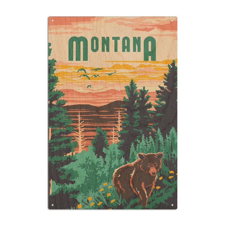 Montana, Explorer Series, Lantern Press Artwork, Wood Signs and Postcards Wood Lantern Press 10 x 15 Wood Sign 