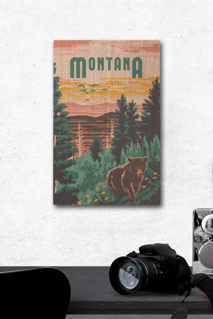 Montana, Explorer Series, Lantern Press Artwork, Wood Signs and Postcards Wood Lantern Press 12 x 18 Wood Gallery Print 
