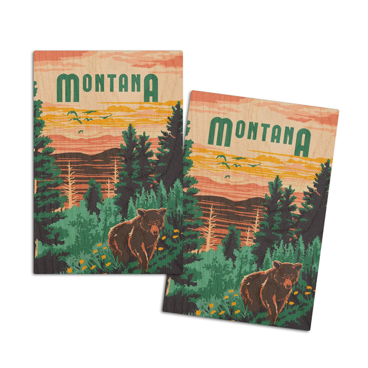 Montana, Explorer Series, Lantern Press Artwork, Wood Signs and Postcards Wood Lantern Press 4x6 Wood Postcard Set 