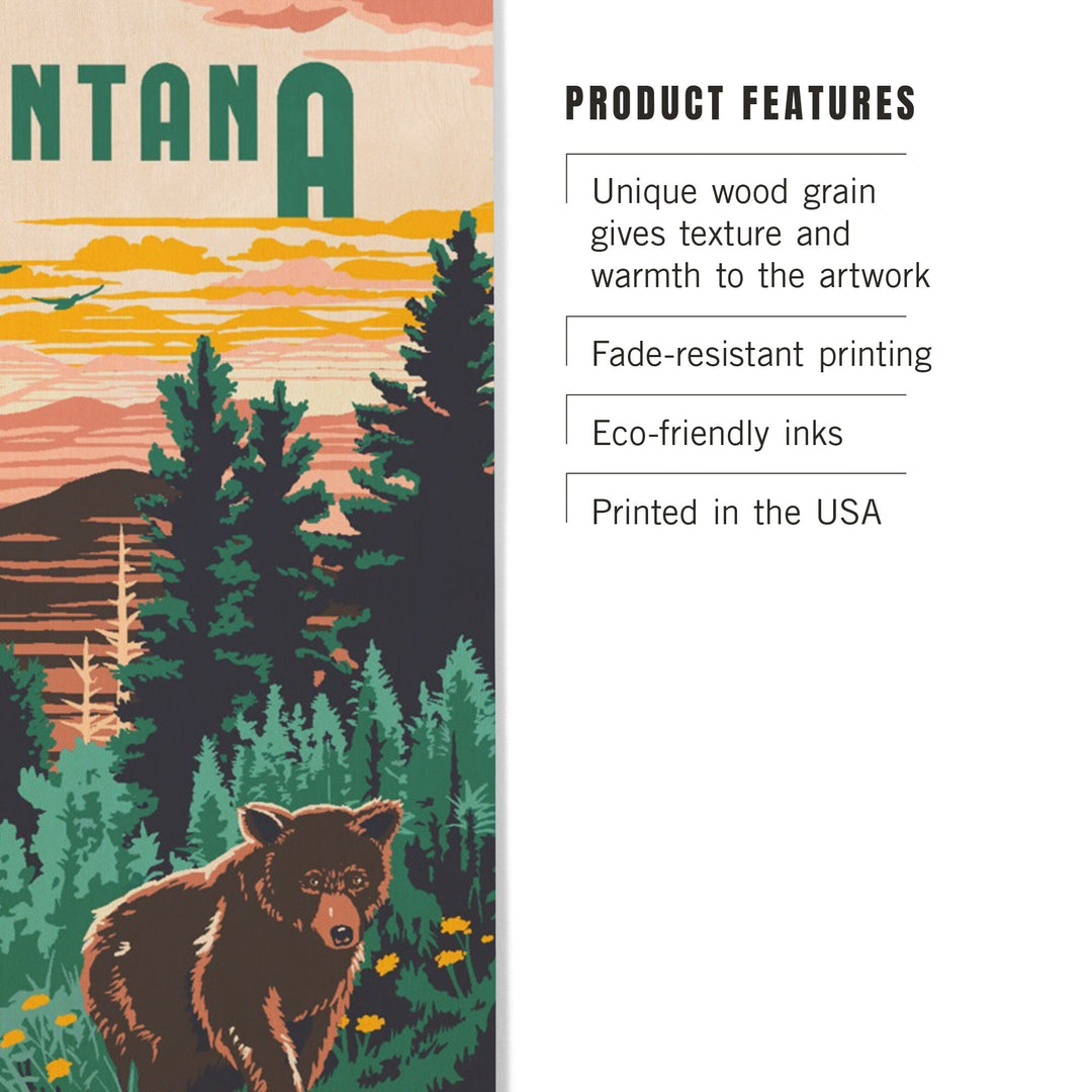Montana, Explorer Series, Lantern Press Artwork, Wood Signs and Postcards Wood Lantern Press 