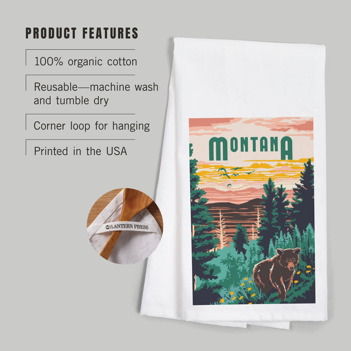 Montana, Explorer Series, Organic Cotton Kitchen Tea Towels Kitchen Lantern Press 