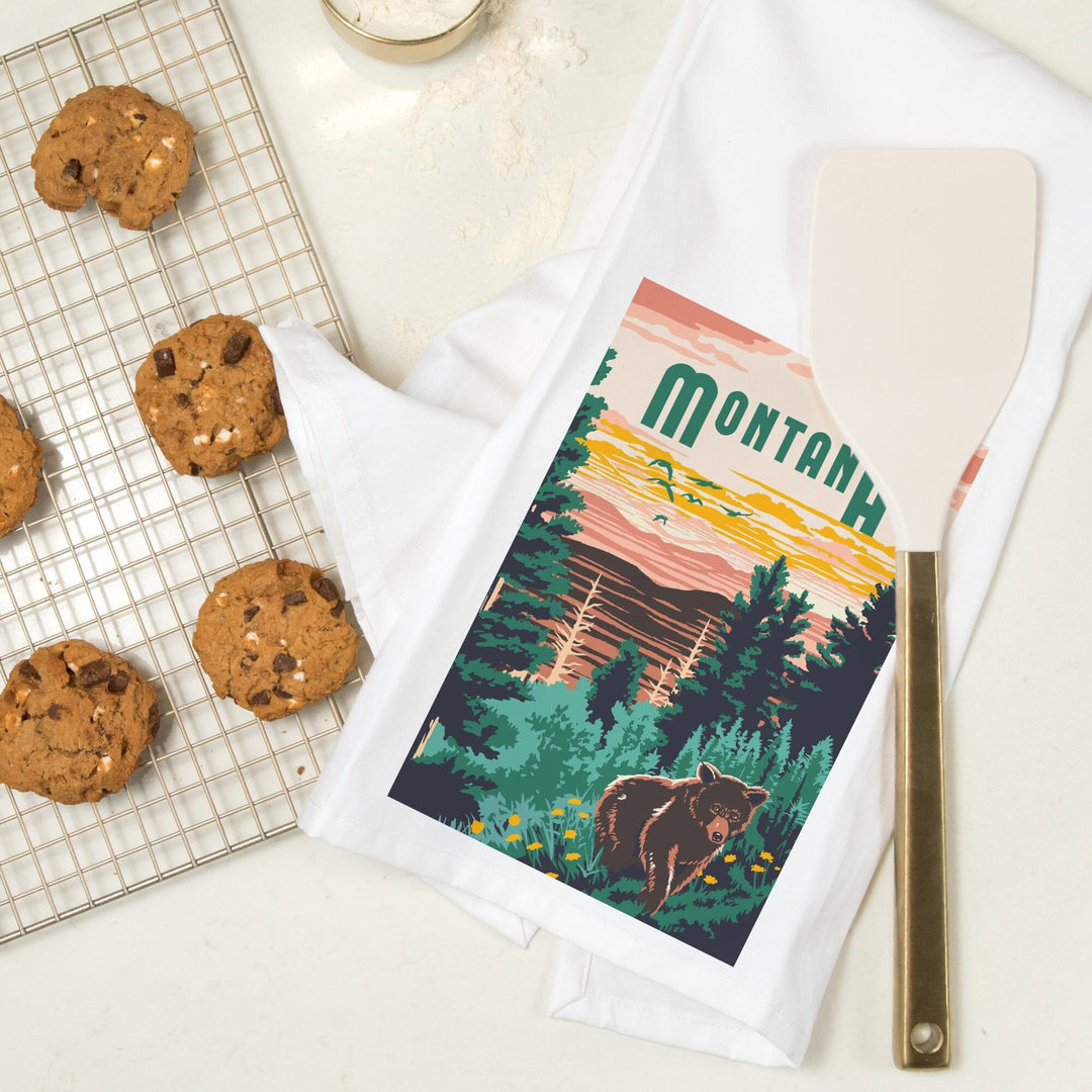 Montana, Explorer Series, Organic Cotton Kitchen Tea Towels Kitchen Lantern Press 