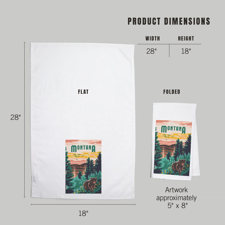 Montana, Explorer Series, Organic Cotton Kitchen Tea Towels Kitchen Lantern Press 