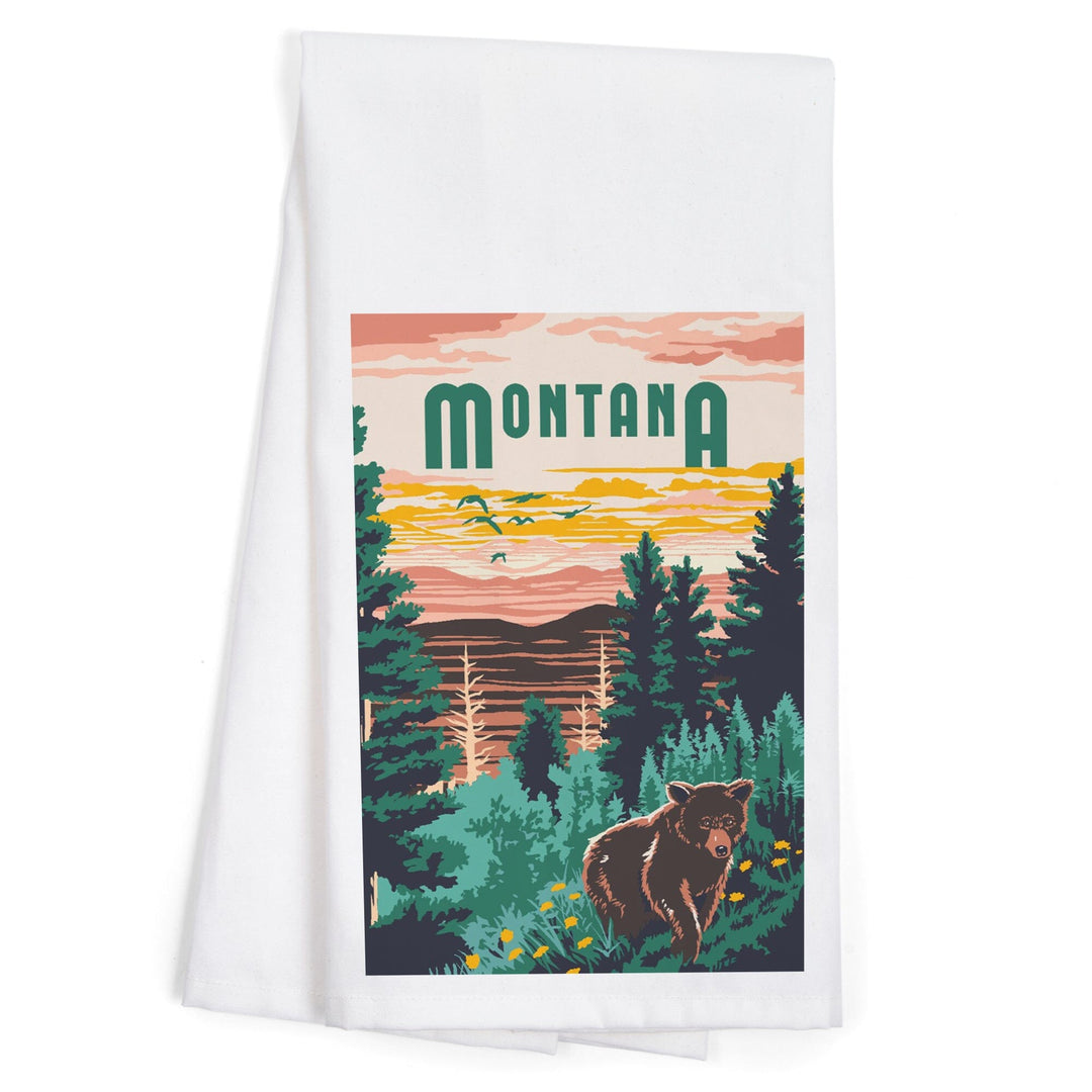 Montana, Explorer Series, Organic Cotton Kitchen Tea Towels Kitchen Lantern Press 