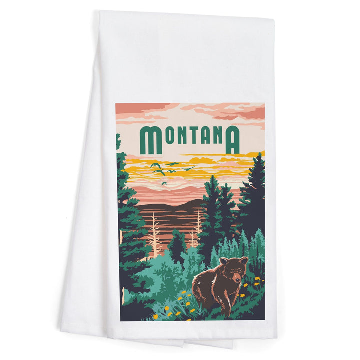 Montana, Explorer Series, Organic Cotton Kitchen Tea Towels Kitchen Lantern Press 