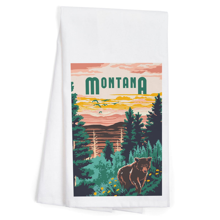 Montana, Explorer Series, Organic Cotton Kitchen Tea Towels Kitchen Lantern Press 