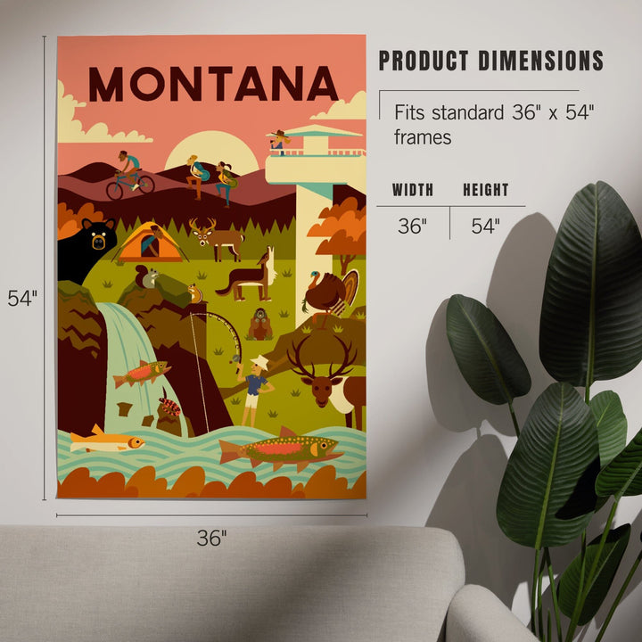 Montana, Geometric National Park Series, Art & Giclee Prints Art Lantern Press 