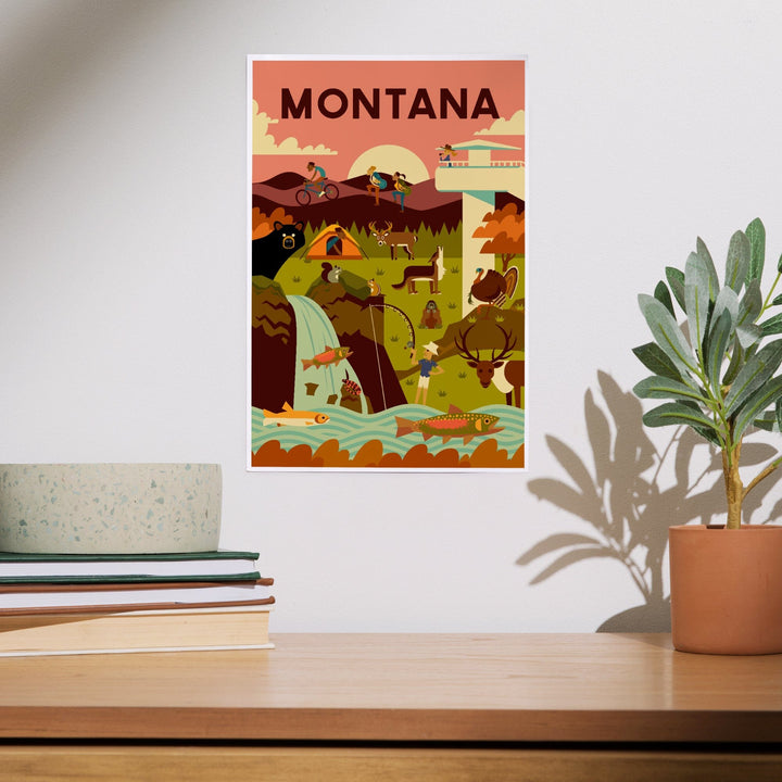 Montana, Geometric National Park Series, Art & Giclee Prints Art Lantern Press 
