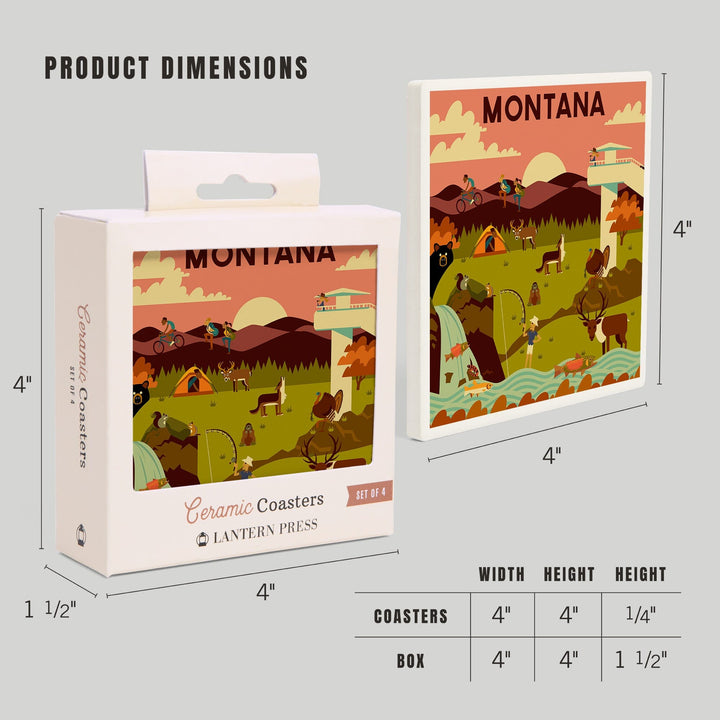 Montana, Geometric National Park Series, Coasters Coasters Lantern Press 