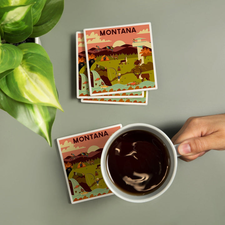 Montana, Geometric National Park Series, Coasters Coasters Lantern Press 