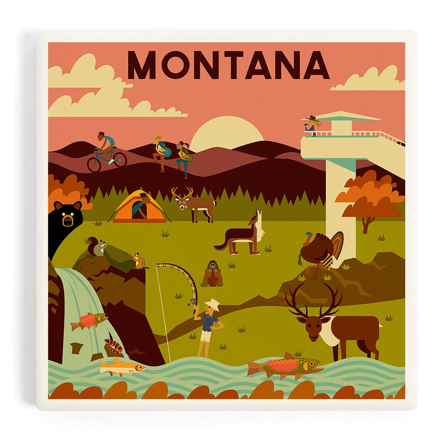 Montana, Geometric National Park Series, Coasters Coasters Lantern Press 