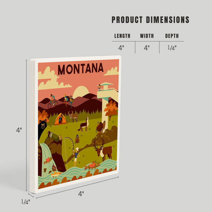 Montana, Geometric National Park Series, Coasters Coasters Lantern Press 