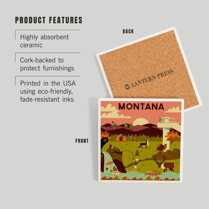 Montana, Geometric National Park Series, Coasters Coasters Lantern Press 
