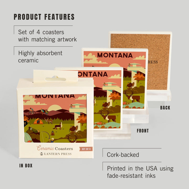 Montana, Geometric National Park Series, Coasters Coasters Lantern Press 