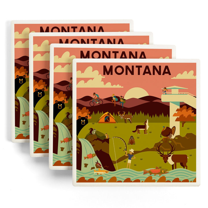 Montana, Geometric National Park Series, Coasters Coasters Lantern Press 