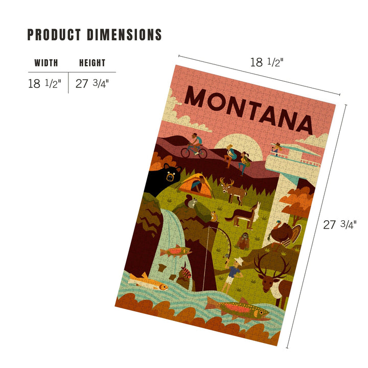 Montana, Geometric National Park Series, Jigsaw Puzzle Puzzle Lantern Press 