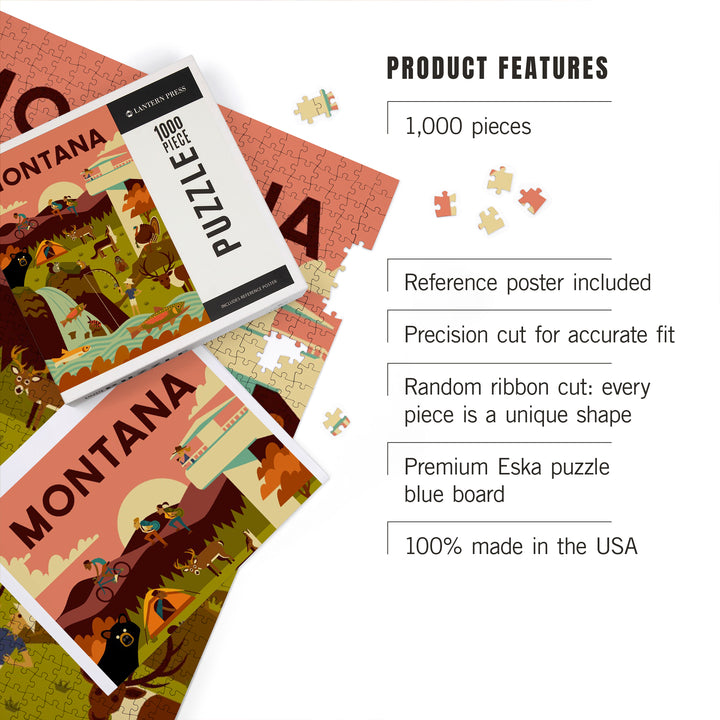 Montana, Geometric National Park Series, Jigsaw Puzzle Puzzle Lantern Press 