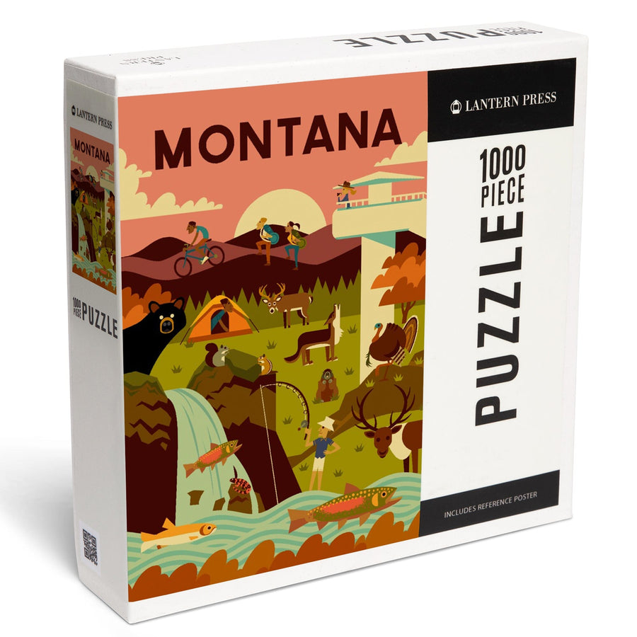 Montana, Geometric National Park Series, Jigsaw Puzzle Puzzle Lantern Press 
