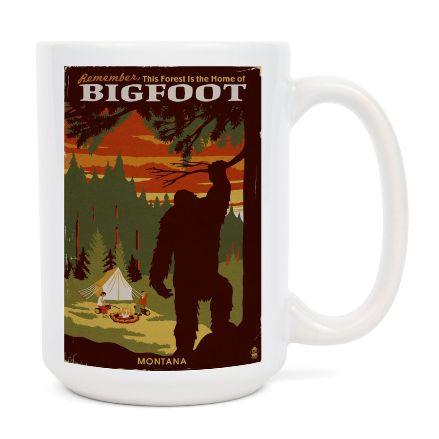 Montana, Home of Bigfoot, WPA Style, Lantern Press Artwork, Ceramic Mug Mugs Lantern Press 