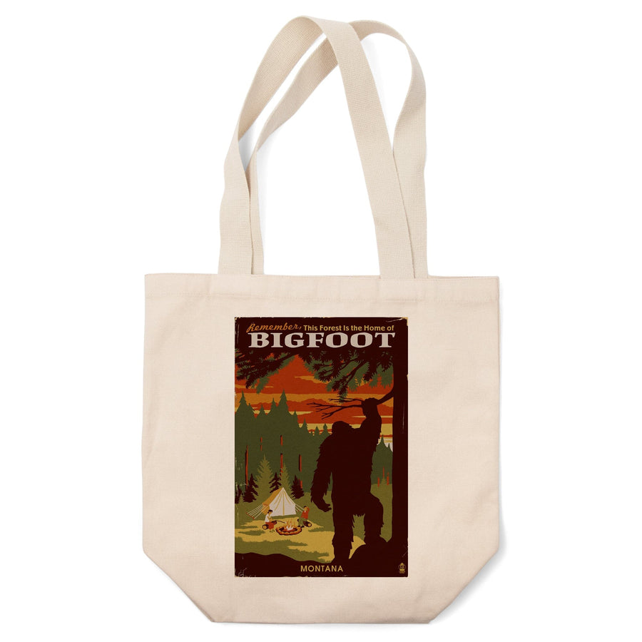 Montana, Home of Bigfoot, WPA Style, Tote Bag Totes Lantern Press 