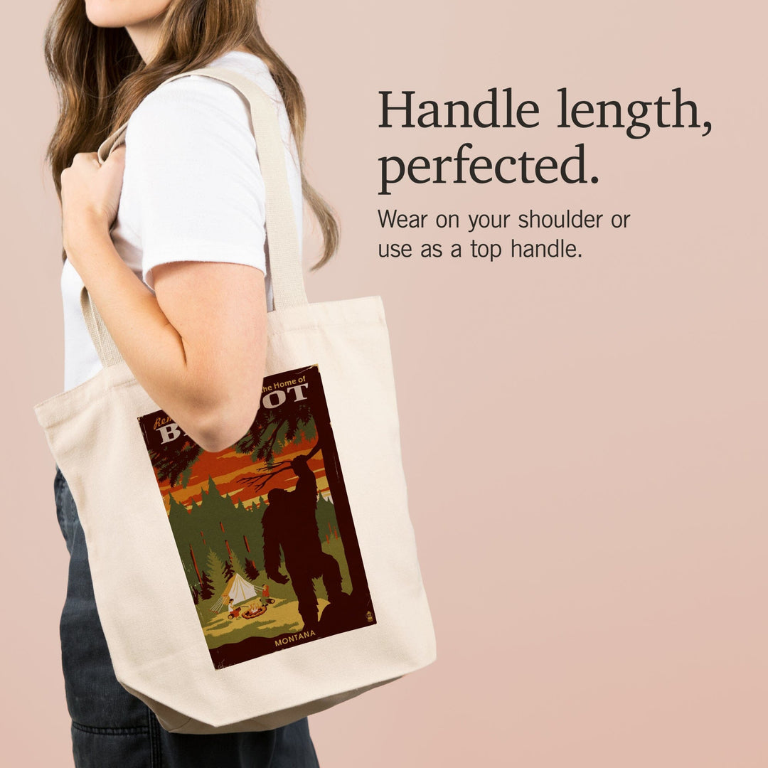 Montana, Home of Bigfoot, WPA Style, Tote Bag Totes Lantern Press 