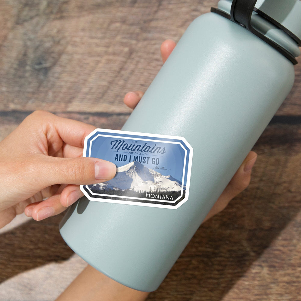 Montana, John Muir Quote, The Mountains are Calling, Contour, Vinyl Sticker Sticker Lantern Press 
