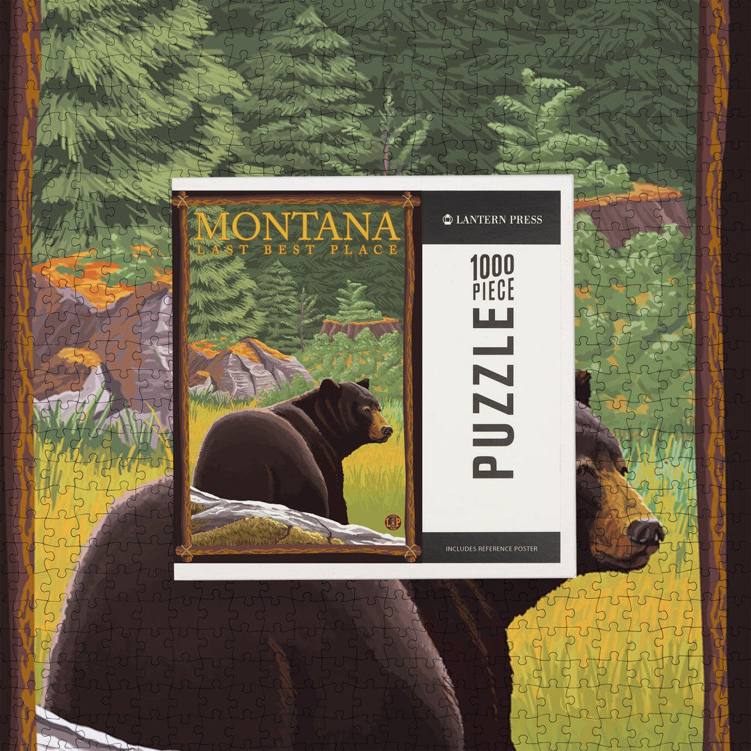 Montana, Last Best Place, Bear in Forest, Jigsaw Puzzle Puzzle Lantern Press 