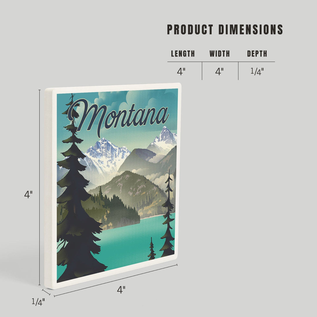 Montana, Lithograph National Park Series, Coasters Coasters Lantern Press 