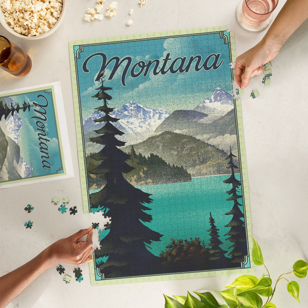 Montana, Lithograph National Park Series, Jigsaw Puzzle Puzzle Lantern Press 