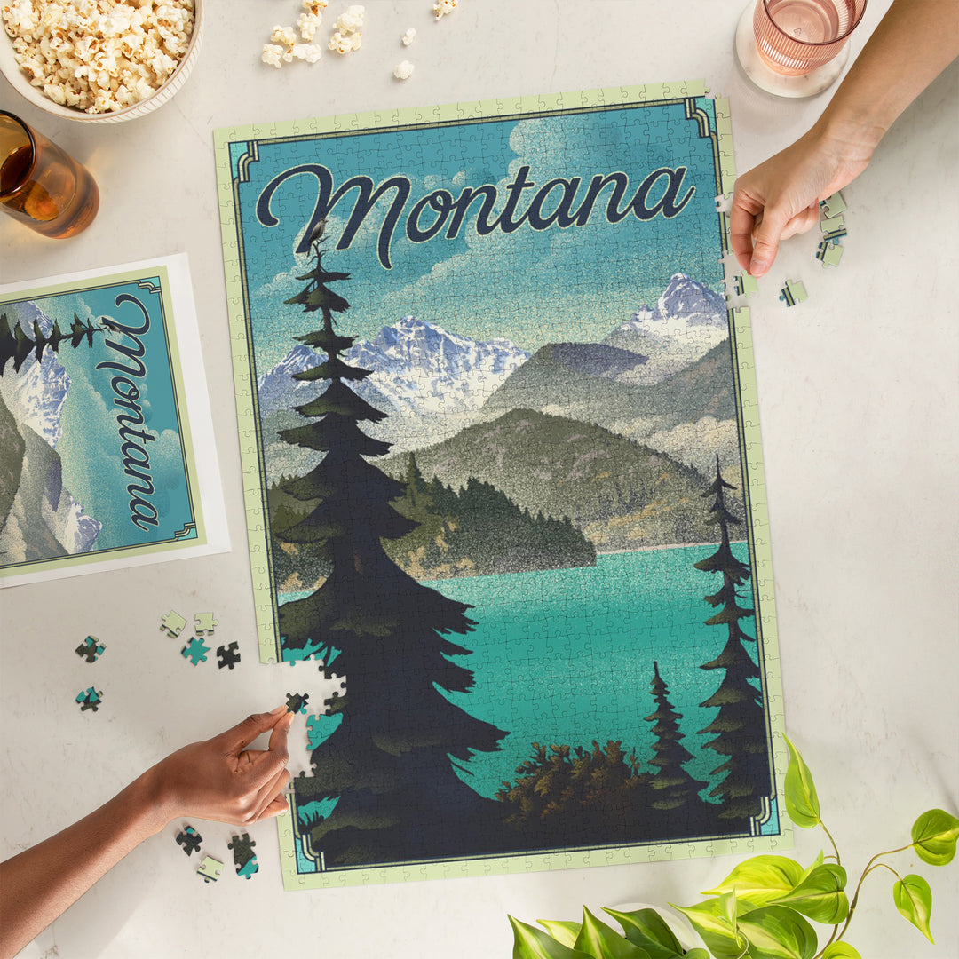 Montana, Lithograph National Park Series, Jigsaw Puzzle Puzzle Lantern Press 