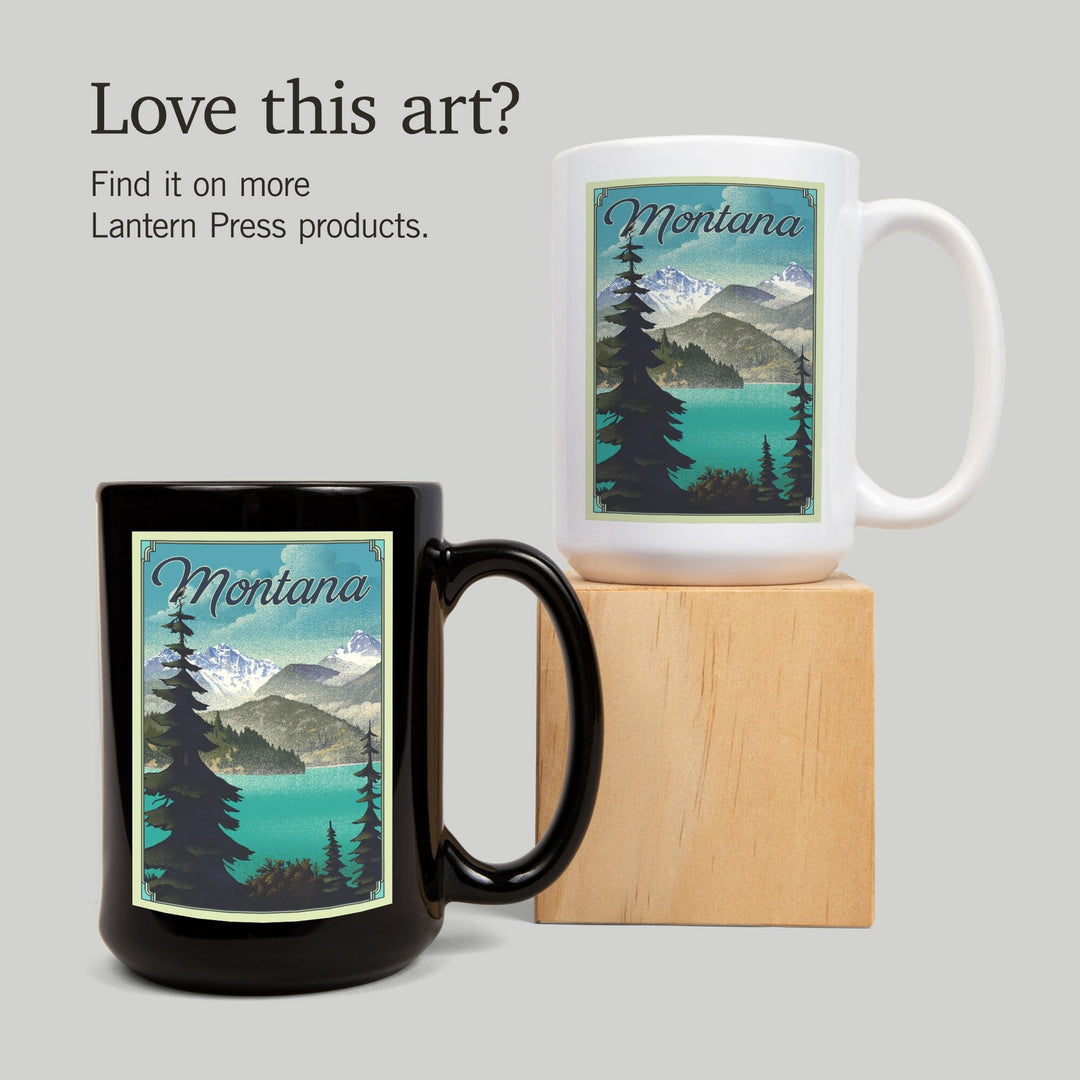 Montana, Lithograph National Park Series, Lantern Press Artwork, Ceramic Mug Mugs Lantern Press 