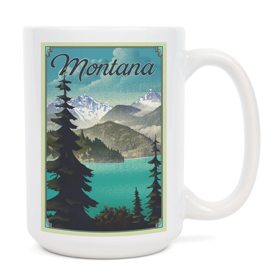 Montana, Lithograph National Park Series, Lantern Press Artwork, Ceramic Mug Mugs Lantern Press 