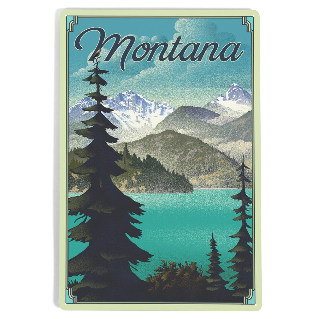 Montana, Lithograph National Park Series, Metal Signs Metal Lantern Press 