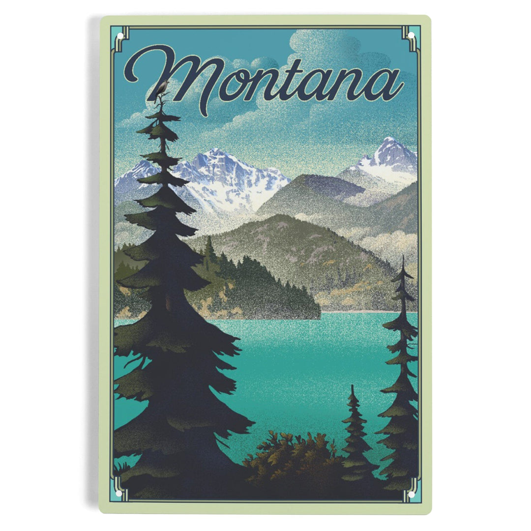 Montana, Lithograph National Park Series, Metal Signs Metal Lantern Press 