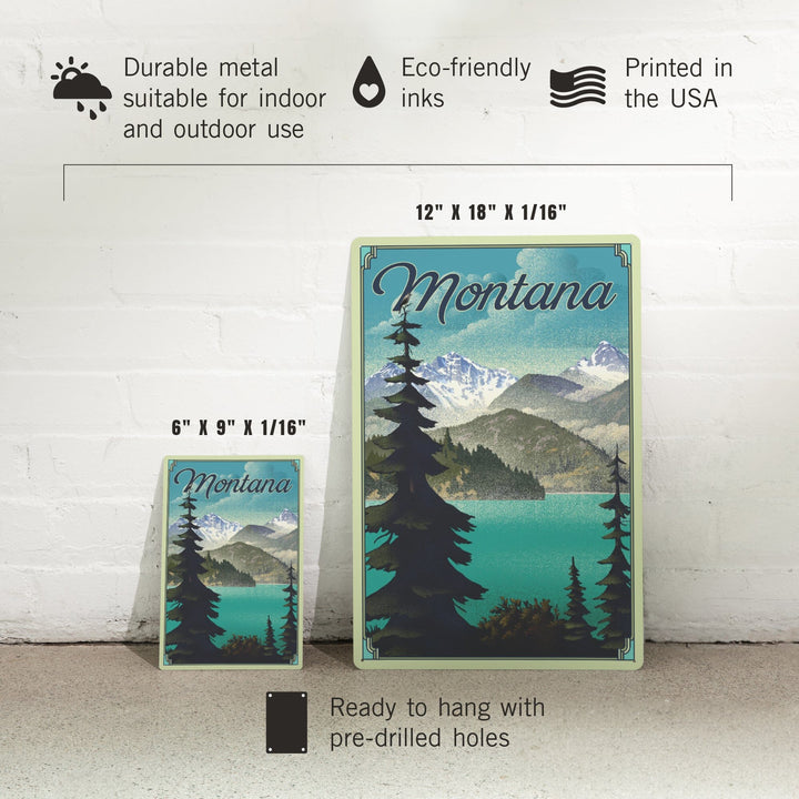 Montana, Lithograph National Park Series, Metal Signs Metal Lantern Press 